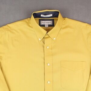 Paul Fredrick Shirt Mens 16-35 Mustard Cotton Button Down Classic Fit